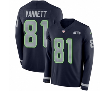 Men's Nike Seattle Seahawks #81 Nick Vannett Limited Navy Blue Therma Long Sleeve NFL Jersey