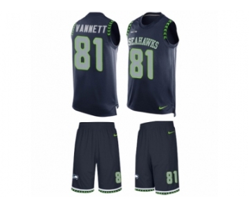 Men's Nike Seattle Seahawks #81 Nick Vannett Limited Steel Blue Tank Top Suit NFL Jersey