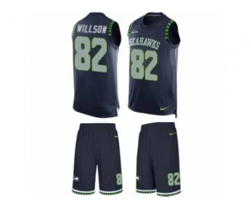 Men's Nike Seattle Seahawks #82 Luke Willson Limited Steel Blue Tank Top Suit NFL Jersey