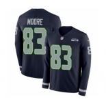 Men's Nike Seattle Seahawks #83 David Moore Limited Navy Blue Therma Long Sleeve NFL Jersey