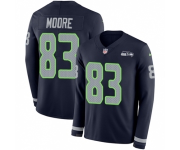 Men's Nike Seattle Seahawks #83 David Moore Limited Navy Blue Therma Long Sleeve NFL Jersey