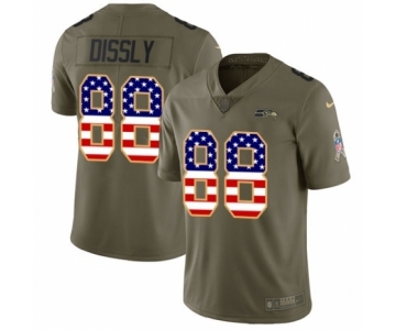 Men's Nike Seattle Seahawks #88 Will Dissly Limited Olive USA Flag 2017 Salute to Service NFL Jersey