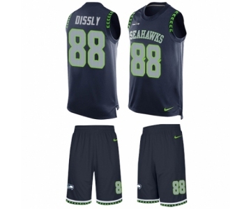 Men's Nike Seattle Seahawks #88 Will Dissly Limited Steel Blue Tank Top Suit NFL Jersey