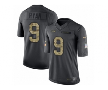 Men's Nike Seattle Seahawks #9 Jon Ryan Limited Black 2016 Salute to Service NFL Jersey