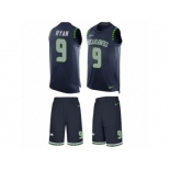 Men's Nike Seattle Seahawks #9 Jon Ryan Limited Steel Blue Tank Top Suit NFL Jersey