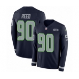 Men's Nike Seattle Seahawks #90 Jarran Reed Limited Navy Blue Therma Long Sleeve NFL Jersey