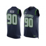 Men's Nike Seattle Seahawks #90 Jarran Reed Limited Steel Blue Player Name & Number Tank Top NFL Jersey