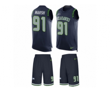 Men's Nike Seattle Seahawks #91 Cassius Marsh Limited Steel Blue Tank Top Suit NFL Jersey