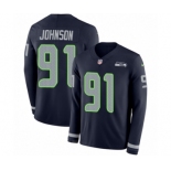 Men's Nike Seattle Seahawks #91 Tom Johnson Limited Navy Blue Therma Long Sleeve NFL Jersey