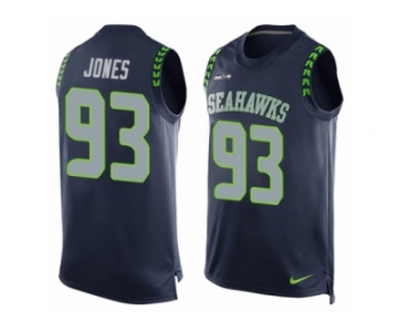 Men's Nike Seattle Seahawks #93 Nazair Jones Limited Steel Blue Player Name & Number Tank Top NFL Jersey