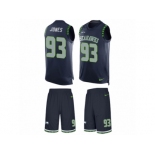 Men's Nike Seattle Seahawks #93 Nazair Jones Limited Steel Blue Tank Top Suit NFL Jersey