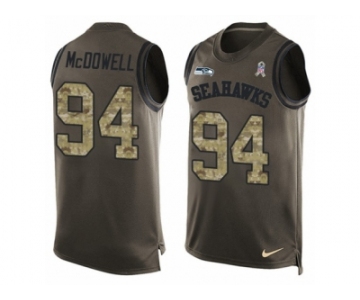 Men's Nike Seattle Seahawks #94 Malik McDowell Limited Green Salute to Service Tank Top NFL Jersey