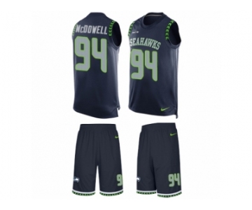 Men's Nike Seattle Seahawks #94 Malik McDowell Limited Steel Blue Tank Top Suit NFL Jersey