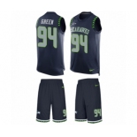 Men's Nike Seattle Seahawks #94 Rasheem Green Limited Steel Blue Tank Top Suit NFL Jersey