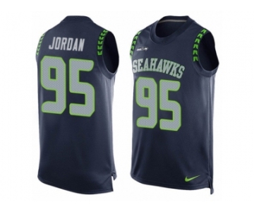 Men's Nike Seattle Seahawks #95 Dion Jordan Limited Steel Blue Player Name & Number Tank Top NFL Jersey