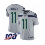 Men's Seattle Seahawks #11 Gary Jennings Jr. Grey Alternate Vapor Untouchable Limited Player 100th Season Football Jersey