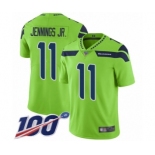 Men's Seattle Seahawks #11 Gary Jennings Jr. Limited Green Rush Vapor Untouchable 100th Season Football Jersey