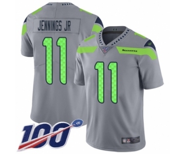 Men's Seattle Seahawks #11 Gary Jennings Jr. Limited Silver Inverted Legend 100th Season Football Jersey