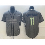 Men's Seattle Seahawks #11 Jaxon Smith-Njigba Gray With Patch Cool Base Stitched Baseball Jersey1