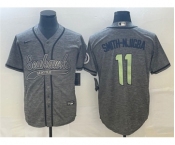 Men's Seattle Seahawks #11 Jaxon Smith-Njigba Gray With Patch Cool Base Stitched Baseball Jersey1