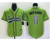 Men's Seattle Seahawks #11 Jaxon Smith-Njigba Green With Patch Cool Base Stitched Baseball Jersey