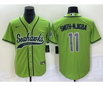 Men's Seattle Seahawks #11 Jaxon Smith-Njigba Green With Patch Cool Base Stitched Baseball Jersey