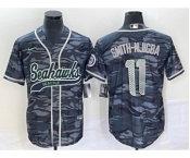 Men's Seattle Seahawks #11 Jaxon Smith-Njigba Grey With Patch Cool Base Stitched Baseball Jersey