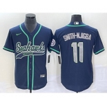 Men's Seattle Seahawks #11 Jaxon Smith-Njigba Navy With Patch Cool Base Stitched Baseball Jersey