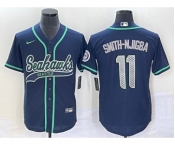 Men's Seattle Seahawks #11 Jaxon Smith-Njigba Navy With Patch Cool Base Stitched Baseball Jersey