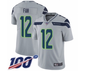 Men's Seattle Seahawks 12th Fan Grey Alternate Vapor Untouchable Limited Player 100th Season Football Jersey