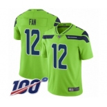 Men's Seattle Seahawks 12th Fan Limited Green Rush Vapor Untouchable 100th Season Football Jersey