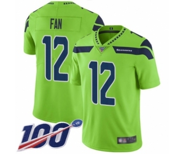 Men's Seattle Seahawks 12th Fan Limited Green Rush Vapor Untouchable 100th Season Football Jersey