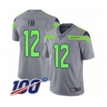 Men's Seattle Seahawks 12th Fan Limited Silver Inverted Legend 100th Season Football Jersey