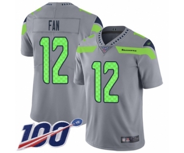 Men's Seattle Seahawks 12th Fan Limited Silver Inverted Legend 100th Season Football Jersey