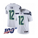 Men's Seattle Seahawks 12th Fan White Vapor Untouchable Limited Player 100th Season Football Jersey