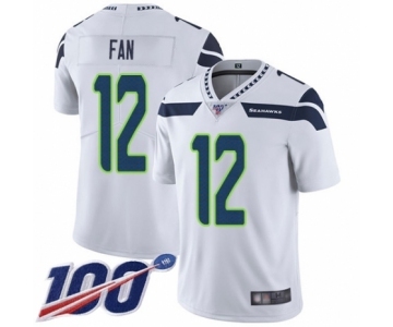 Men's Seattle Seahawks 12th Fan White Vapor Untouchable Limited Player 100th Season Football Jersey