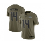 Men's Seattle Seahawks #14 DK Metcalf 2022 Olive Salute To Service Limited Stitched Jersey