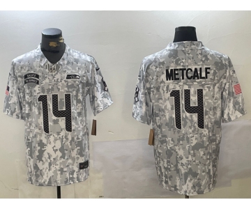 Men's Seattle Seahawks #14 DK Metcalf 2024 Arctic Camo Salute To Service Limited Stitched Football Jersey