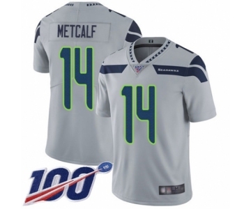 Men's Seattle Seahawks #14 D.K. Metcalf Grey Alternate Vapor Untouchable Limited Player 100th Season Football Jersey