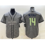 Men's Seattle Seahawks #14 DK Metcalf Grey Camo With Patch Cool Base Stitched Baseball Jersey