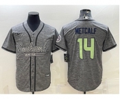 Men's Seattle Seahawks #14 DK Metcalf Grey Camo With Patch Cool Base Stitched Baseball Jersey