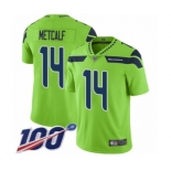 Men's Seattle Seahawks #14 D.K. Metcalf Limited Green Rush Vapor Untouchable 100th Season Football Jersey