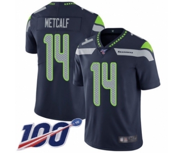 Men's Seattle Seahawks #14 D.K. Metcalf Navy Blue Team Color Vapor Untouchable Limited Player 100th Season Football Jersey