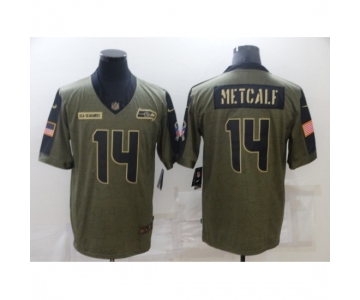 Men's Seattle Seahawks #14 D.K. Metcalf Nike Olive 2021 Salute To Service Limited Player Jersey