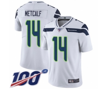 Men's Seattle Seahawks #14 D.K. Metcalf White Vapor Untouchable Limited Player 100th Season Football Jersey