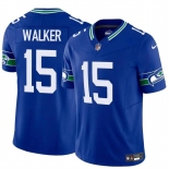 Men's Seattle Seahawks #15 P.J. Walker Royal 2024 F.U.S.E Throwback Vapor Limited Football Stitched Jersey