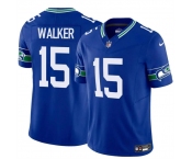 Men's Seattle Seahawks #15 P.J. Walker Royal 2024 F.U.S.E Throwback Vapor Limited Football Stitched Jersey