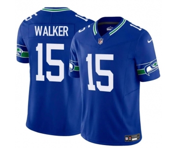 Men's Seattle Seahawks #15 P.J. Walker Royal 2024 F.U.S.E Throwback Vapor Limited Football Stitched Jersey