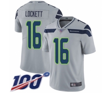 Men's Seattle Seahawks #16 Tyler Lockett Grey Alternate Vapor Untouchable Limited Player 100th Season Football Jersey