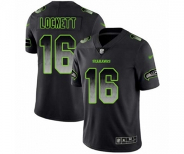 Men's Seattle Seahawks #16 Tyler Lockett Limited Black Smoke Fashion Football Jersey